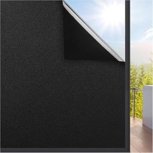 rabbitgoo Total Blackout Window Film 35.4" x 78.7" Room Darkening Frosted Glass Window Tint for Home, 100% Light Blocking Black Out Window Cover, Removable Static Cling Window Covering