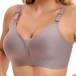 OXYIBRAS Mesh Seamless Bras for Women Comfort Wireless Bras Women Soft Bralette for Women Push Up Bra with Bra Extender Grey S