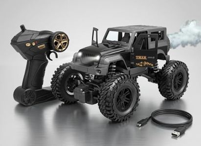 Sky Tech® Thar Roxx Mist Spray 1:18 RC Car High Speed 2WD Monster Truck Rechargeable Type-C Remote Control Rock Crawler Car with Smoke Fog Effect | Metal Body LED Lights for Kids【Colors as Per Stock】