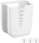 Navaris Collapsible Plastic Laundry Basket - Hanging Hamper for Bathroom, Small Spaces - Wall Mounted Storage Large 30L (7.9 Gallon) Capacity - White