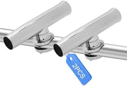2 Pack Fishing Rod Holder for Boat, Clamp-on 1 1/4" to 2" Rails for Boat/Pontoon for Round Tube Boat Fishing, Fishing Gear, Side Mount Tournament Style Fishing Pole Holders - Fishing Gifts for Men