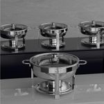 Amhier 5 Qt Chafing Dish Buffet Set with Visible Glass Lid and Holder, Stainless Steel Round Chafers and Buffet Warmers Sets with Food and Water Trays for Catering, Parties and Weddings, Silver, 4Pack