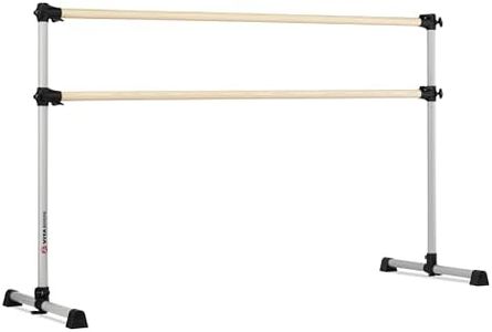 VITA Barre Portable Freestanding Double Ballet Barre, Prodigy, 7 Ft Bars, Satin Silver | Adjustable Height, USA Made, Home or Gym Exercise Equipment for Kids & Adults | Dance, Fitness, Pilates