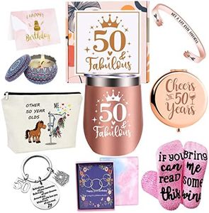 50th Birthday Gifts for Women, 9 Happy Gifts for Women Tuning 50, Wife, Mom, Sister, Ladies, Friend Female, Coworker, 50 Year Old Birthday Gifts for Thanksgiving/Christmas/Mother's & Valentines Day