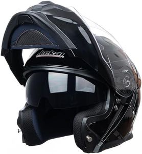 JIEKAI New Enhanced Version Adult Motorcycle Modular Full Face Helmet Flip up Dual Visor Helmets DOT Approved (Medium, Gloss Black)