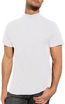 Mens T Shirt Short Sleeve Basic Mock Turtleneck Slim Fit Undershirt Cotton Pullover Thermal Solid Tops White, XL