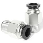 TAILONZ PNEUMATIC Male Straight 5/32 Inch Tube OD x 1/8 Inch NPT Thread Push to Connect Fittings PC-5/32-N1 (Pack of 10)