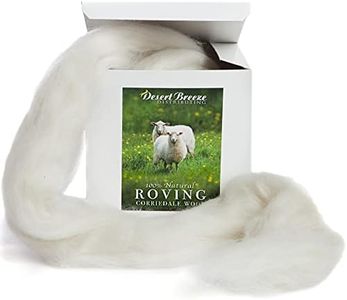 100% Natural White Wool Roving Top, 8 OZ Corriedale, from USA Mill, Best Core Wool for Needle Felting, Wet Felting, Spinning, Dryer Balls, Stuffing, Big Yarn Roving, 29.5 Micron, Un-Dyed