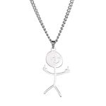 EUEAVAN Personalized Funny Doodle Pendant Necklace Stainless Steel Smiley Middle Finger Cool Funny Creative Choker Unique Handmade Boys Men Teen, Stainless Steel, No Gemstone