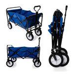 ParkerBrand.com Heavy Duty Foldable Garden Trolley Cart Wagon - Blue