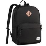 School Backpack for Men Women,RAVUO Ultra Lightweight Basic Bookbags Casual Schoolbag Black Backpack for College with Two Front Pockets