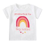 Sanqidu Promoted to Big Sister T Shirts Tops Toddler Baby Girl Going to be a Big Sister Tees Clothes Summer Outfit Announcement Gift (Rainbow, 4-5 Years)