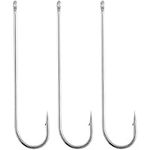 Dr.Fish 100 Pack Aberdeen Hooks Extra Long Shank Hooks Light Wire Fishing Hooks High Carbon Steel Bait Hooks Freshwater Fishing Tackle for Trout Bass Pike Salmon Walleye Size 8