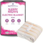 Slumberdown Sleepy Nights Electric Blanket King Size - Warm & Cosy 3-Heat Settings BEAB Approved Heated Blanket for Bed - Comfortable, Easy Fit Straps, Machine Washable (142cm x 150cm)