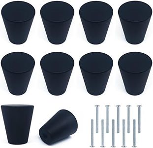 Bymivofun 10pcs Boutons de Tiroir en Métal Noir, Poignées de Tiroir Rondes en Noir, Boutons d'Armoire en Aluminium avec Vis, pour Tiroirs, Armoires, Étagères, Portes de Garde-Robe