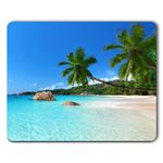 Atufsuat Mouse Pad, Beach Style Anti-Slip Rubber Mouse Pads, Cute Gaming Mouse Pad for Laptop & Computer, Customized Mousepad for Women Men, Square Office Mouse Mat Desk Decor, 10.2" x 8.7", Blue