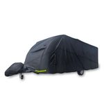 OLPRO Premium Breathable Waterproof 4Ply Caravan Cover, Universal Fitting, Black, 12-14ft, Winter Cover, Water Resistant, RV Compatible