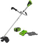 Greenworks Cordless Lawn Trimmer 40V 40cm incl. 1 Battery 2.5Ah & Charger, 2mm Thread/Brush Cutter Blade, Bike Handle Powerful Brushless Motor GD40BCBK25