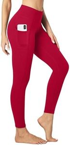 Heathyoga Women's Yoga Pants Leggings with Pockets for Women High Waist Yoga Pants with Pockets Workout Leggings Tights Ruby Red