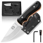 Survival Knife | Bushcraft Neck Knife Men's Gift Set Fixed Blade Kydex Sheath & Ferro Rod - Full Tang EDC D2 Blade - Nonslip Handle - Great For Camping Trekking…