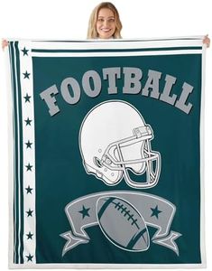 Erosebridal Gridiron Helmet Throw Blanket, Sports Decor Rugby Theme Boys Fleece Blanket Football City Seasonal Design Sherpa Blanket Queen for Sports Fans Bedroom Decor