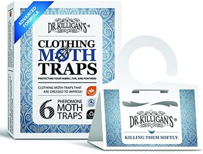 Dr. Killigan's Premium Double Potent Clothing Moth Traps with Pheromones Prime | Organic Clothes Moth Trap with Lure for Closets & Carpet | Case Making Moth Treatment & Prevention (6 Pack, White)