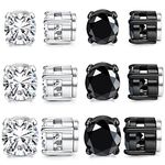 JeryWe 6 Pairs Stainless Steel Magnetic Stud Earring for Men Women CZ Magnet Non Pierced Clip On Earrings Set Clear CZ Hypoallergenic Earrings