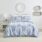 Laura Ashley Home - King Quilt Set, Reversible Cotton Bedding with Matching Shams, Lightweight Home Decor for All Seasons (Bedford Delft Blue, King)