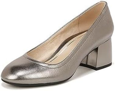 Vionic Women's Monterey Carmel Cushion Heels- Supportive Comfort Shoes That Include a Concealed Orthotic Insole for with Arch Support for Heel Pain Relief and Reduce Pressure, MED and Wide Widths, Pewter Metallic Leather, 6.5 Wide
