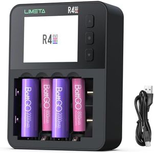 LIMETA 6 Slots Battery Charger,Fast Charging with LCD Display Type C QC3.0 Output,Rechargeable Battery 18650 AA AAA Lithium Li-ion Household Battery