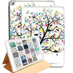 DuraSafe Cases for iPad 5/6 & Air 1/2-9.7" A1893 A1954 A1822 A1823 A1566 A1567 A1474 A1475 A1476 Printed Folio Silicone Smart Cover with Honeycomb Cooling Feature - Tree & Nest