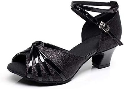 Minitoo - Scarpe da ballo da donna, con tacco spesso e nodo, Nero (Nero ), 36.5 EU