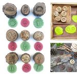 9 Pcs Forest Animal Footprint Stamps Creative Animal Footprint Decorative Stamps Wooden Tracks Stamp Kit Creative Wooden Crafts