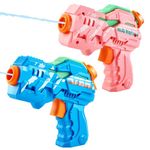 Water Gun for Kids, 2 Pack Squirt Guns Cool Small Manual Water Soaker, Water Pistol for Summer Outdoor Swimming Pool Beach Yard, for Boys Girls Children 3 4 5 6 7