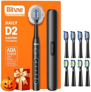 Bitvae Ultrasonic Electric Toothbrush for Adults and Kids, ADA Accepted Travel Electric Toothbrush with Rechargeable 60-Day Battery Life, 8 Toothbrush Heads, 5 Modes, Toothbrush Holder, Shadow Black