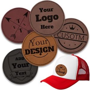 JCYIF Custom Patches Personalized Leather Patches for Hats Leatherette Patches for Men Leather Labels with Laser Engraving Round