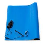 Bertech ESD High Temperature Rubber Mat Kit with a Wrist Strap and Grounding Cord, 20" Wide x 24" Long x 0.06" Thick, Blue (Made in USA)