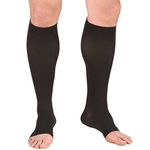 Truform 20-30 mmHg Compression Stocking for Men and Women, Knee High Length, Open Toe, Black, Medium