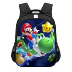 Bonamana Mario 3D Printed Children's School Backpack for Kids 16 Inch High Capacity Travel Rucksacks Book Bags Kids School Bag Back Pack (Mario&Yoshi)