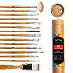 ARTIOS Paint Brush Set of 15 - handmade Professional Artist Painting Brush Set for Acrylic,Watercolor,& Gouache Painting with Brush Holder - Cruelty-Free(15 Assorted Brushes)(Wood,Synthetic)