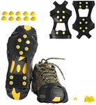 Ice Cleats, willceal Ice Grippers Traction Cleats Shoes and Boots Rubber Snow Shoe Spikes Crampons with 10 Steel Studs Cleats (Yellow,Extra Large)