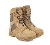 XHUGOY DB-1 TAN SUEDE Genuine Leather Military Men's Combat Desert Boots -High Ankle - High Top Lace Up