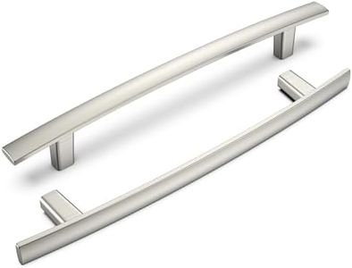 homdiy 100 Pack Brushed Nickel Cabinet Handles Kitchen Cabinet Pulls 5 Inch Hole Centers Arch Drawer Pulls for Cupboard Solid Modern Dresser Handles, Zinc Alloy