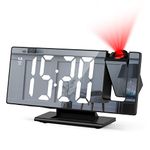 Criacr Projection Alarm Clock, Alarm Clocks Bedside with 7.8" LED Mirror Screen, Digital Clock with 180° Projector, 4 Adjustable Brightness, Snooze, Night Mode, Temperature, Time, Date for Home, Kids