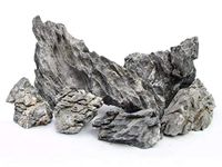 Aquarium Stones Fish Tank Rocks Natural Decoration - Redy Set - Perfect for Aquacaping Caves Shelters - Improves Water Parameters (2kg (30cm Set), Grey Mountain Rock)