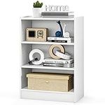 IFANNY 3 Shelf Bookcase, Modern Book Shelf with Adjustable Shelves, Cubical Bookshelves and Bookcases, Wood Storage Shelves for Bedroom, Small Bookshelf for Small Spaces (White)