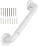 Plantex 12 Inch Strong ABS Grab Bar for Toilet Support/Bathroom Support for Elderly People with Luminous Grip - Pack of 1 (White)