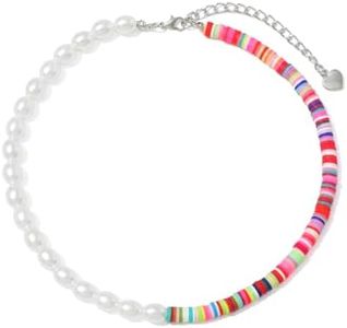 Y2K Necklace for Women Colorful Fruit Pearl Choker Necklace Cute Mushroom Yin Yang Beaded Necklace Handmade Resin Flower Jewelry, Resin, resin