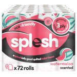 Splesh by Cusheen 3-ply Toilet Roll - Watermelon Fragrance (72 Pack) Soft, Quilted Bulk Toilet Rolls, Toilet Tissue and Loo Rolls – Eco-Friendly Toilet Paper Sustainably Crafted in The UK