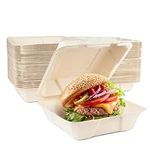 HAAGO 180 1000ml Premium Takeaway Burger Boxes Sugarcane Bagasse Biodegradable & Compostable - 20cm